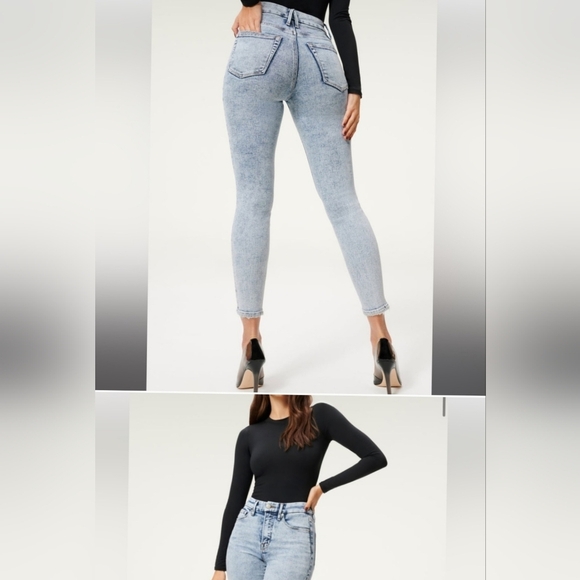 Good American Denim - GOOD AMERICAN GOOD LEGS CROP SKINNY LEG JEANS. ACID WASH. SIZE 8/29